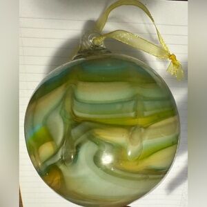 Handcrafted Friendship Ball- Green and Blue Swirl